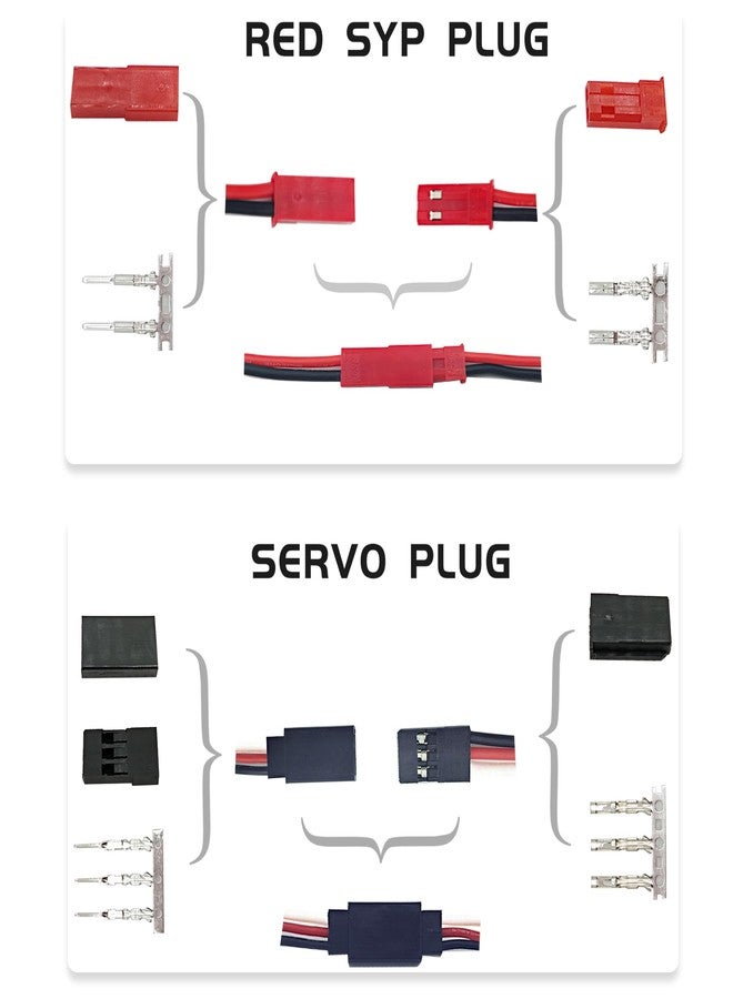 HOPLEX T-Plug EC3 XT60 Male Female Connector Adapters & Servo Plug Male Female Connector Crimp Pin Cable Kit +14AWG Silicone Wire for RC Models DIY(111PCS) - Image 3